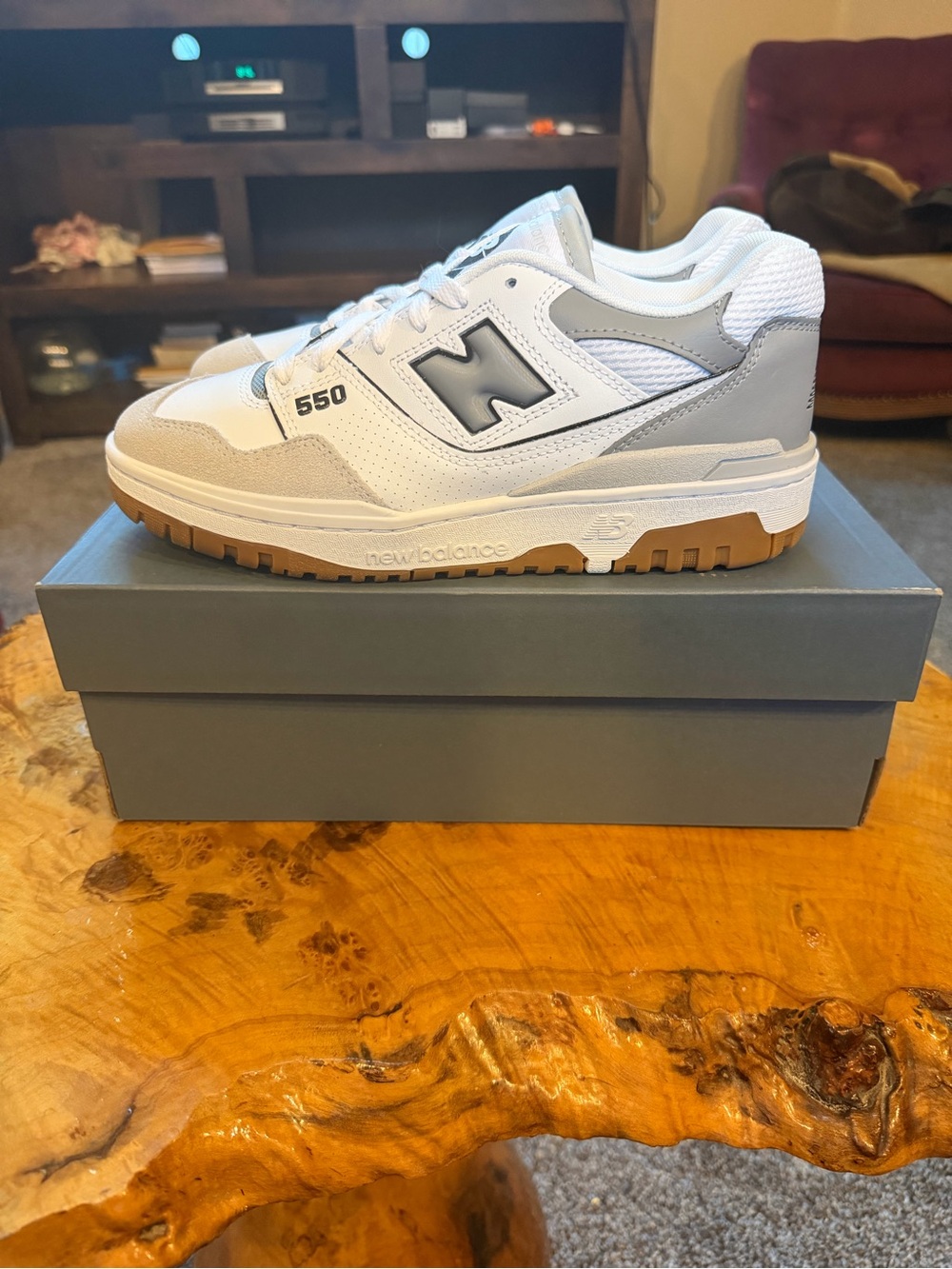 New Balance 550 White Slate Grey Gum BB550ESC New With Box Men's 6.5 / Women's 8